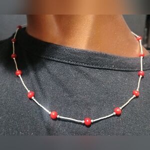 925 Beaded Coral Necklace